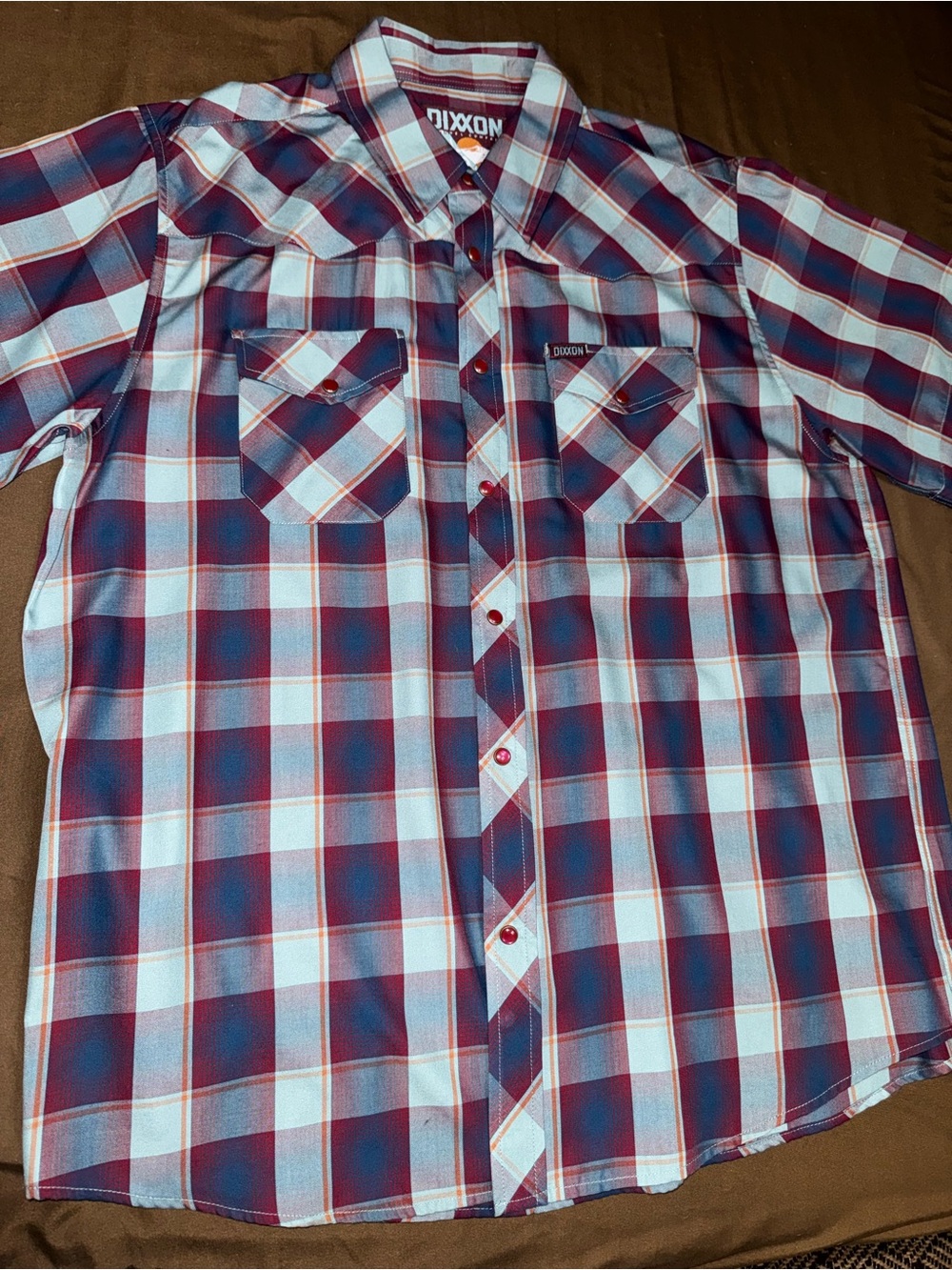 DIXXON Stevensville Red and Blue Bamboo short sleeve Plaid Button-Down Shirt